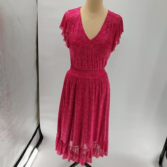 Evereve Women's Elena Short Sleeve Floral V Neck Midi Dress Sz Xs - Picture 6 of 14